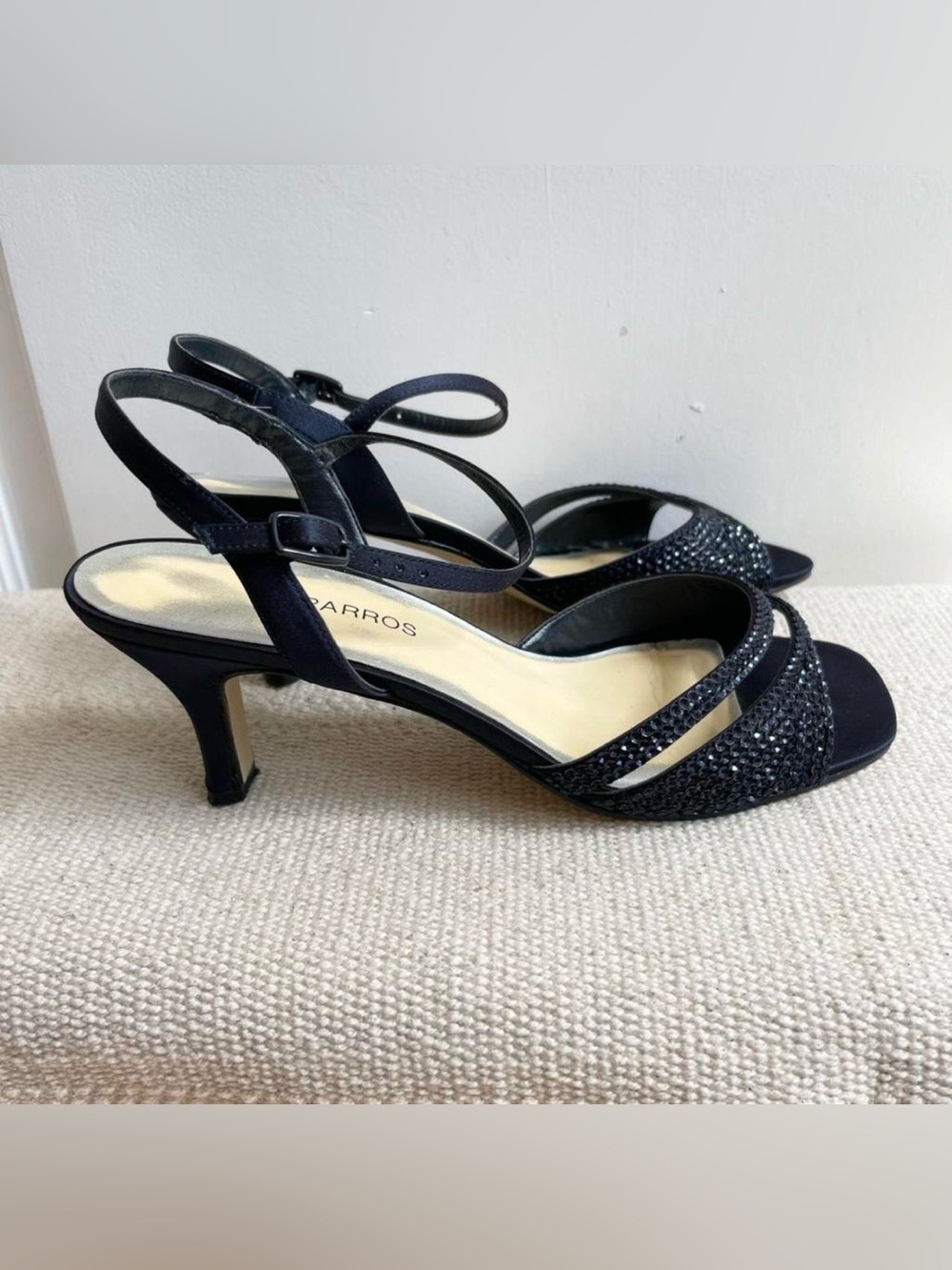 Vintage Y2K Sequin Square Toe Kitten Heels Size 6.5 Strappy